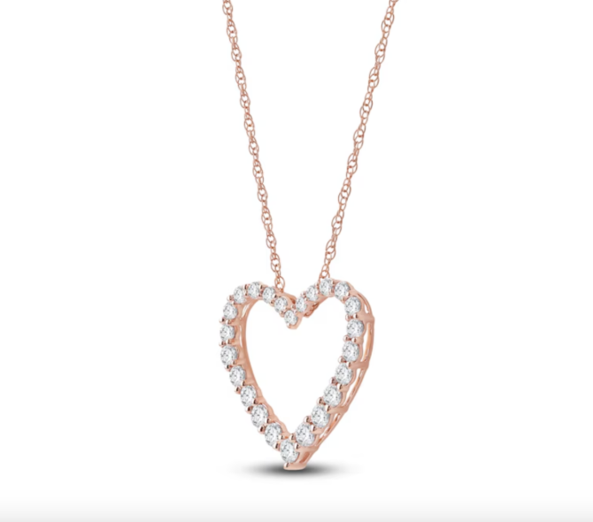 1 Carat Lab-Created Diamond Graduated Open-Heart Necklace in 14K Rose Gold – 18" Chain - Image 2